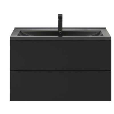 Meuble sous vasque suspendu l.100 x H.60 x P.45 cm, noir mat, GoodHome Imandra