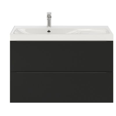 Meuble sous vasque suspendu l.100 x H.60 x P.45 cm, noir mat, GoodHome Imandra