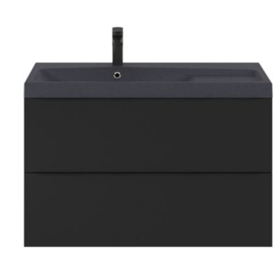 Meuble sous vasque suspendu l.100 x H.60 x P.45 cm, noir mat, GoodHome Imandra