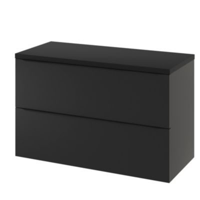 Meuble sous vasque suspendu l.100 x H.60 x P.45 cm, noir mat, GoodHome Imandra