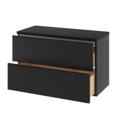 Meuble sous vasque suspendu l.100 x H.60 x P.45 cm, noir mat, GoodHome Imandra