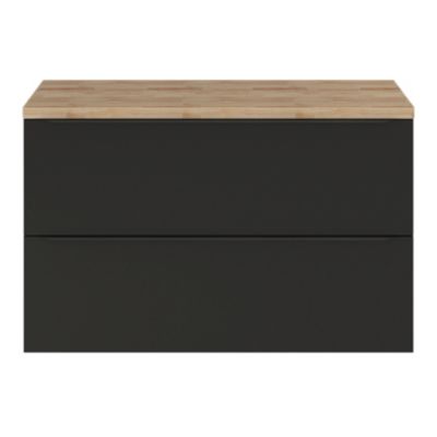 Meuble sous vasque suspendu l.100 x H.60 x P.45 cm, noir mat, GoodHome Imandra