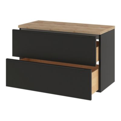 Meuble sous vasque suspendu l.100 x H.60 x P.45 cm, noir mat, GoodHome Imandra