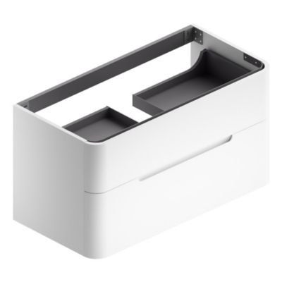 Meuble sous vasque suspendu l.104 x H.55 x P.50,5 cm, blanc mat version centre, Alba