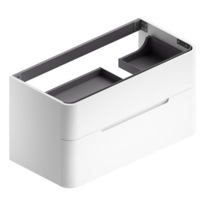 Meuble sous vasque suspendu l.104 x H.55 x P.50,5 cm, blanc mat, version droite, Alba