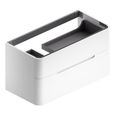 Meuble sous vasque suspendu l.104 x H.55 x P.50,5 cm, blanc mat, version gauche, Alba
