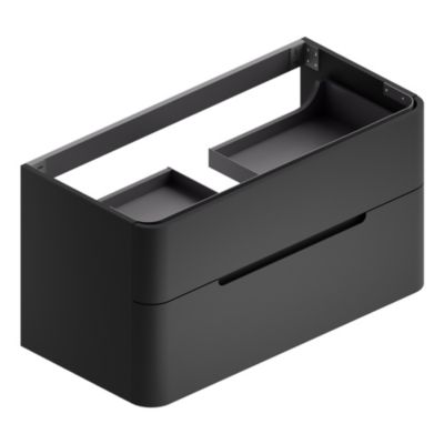 Meuble sous vasque suspendu l.104 x H.55 x P.50,5 cm, noir mat, version centre, Alba