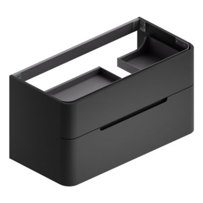 Meuble sous vasque suspendu l.104 x H.55 x P.50,5 cm, noir mat, version droite, Alba
