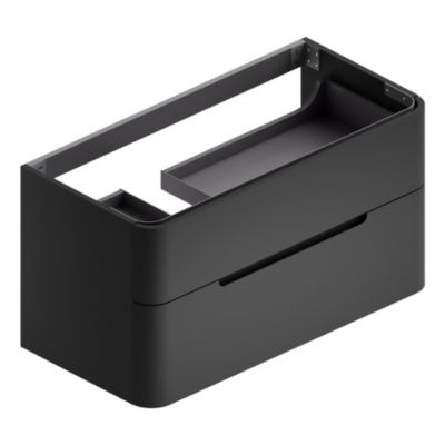 Meuble sous vasque suspendu l.104 x H.55 x P.50,5 cm, noir mat, version gauche, Alba