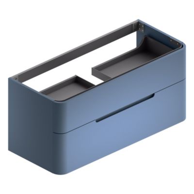 Meuble sous vasque suspendu l.119 x H.55 x P.50,5 cm, bleu mat, Alba
