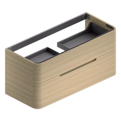 Meuble sous vasque suspendu l.119 x H.55 x P.50,5 cm, décor bois naturel, Alba