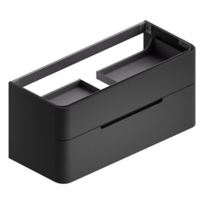 Meuble sous vasque suspendu l.119 x H.55 x P.50,5 cm, noir mat, Alba
