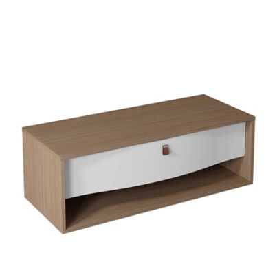 Meuble sous vasque suspendu l.120 x H.40 x P.50 cm, blanc mat, 1 tiroir, Decotec Havana