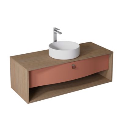 Meuble sous vasque suspendu l.120 x H.40 x P.50 cm, terracotta mat, 1 tiroir, Decotec Havana