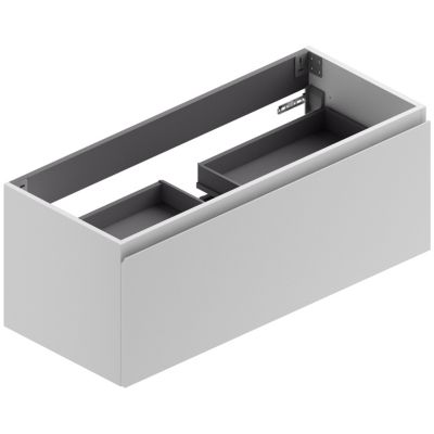 Meuble sous vasque suspendu l.120 x H.46,5 x P.50,5 cm, blanc mat, évacuation centrale, Pura+