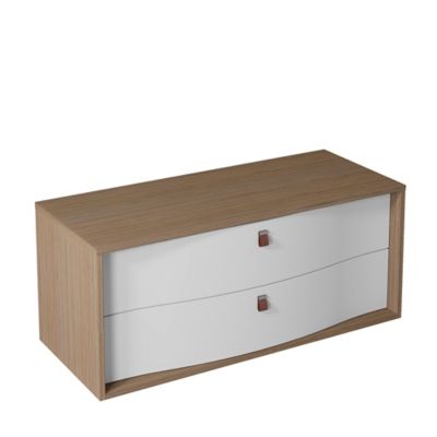 Meuble sous vasque suspendu l.120 x H.50 x P.50 cm, blanc mat, 2 tiroirs, Decotec Havana