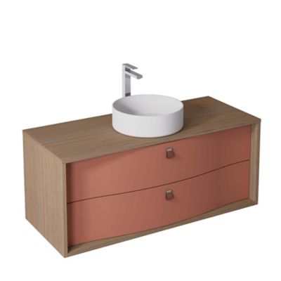Meuble sous vasque suspendu l.120 x H.50 x P.50 cm, terracotta mat, 2 tiroirs, Decotec Havana