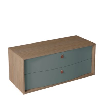 Meuble sous vasque suspendu l.120 x H.50 x P.50 cm, vert toundra mat, 2 tiroirs, Decotec Havana