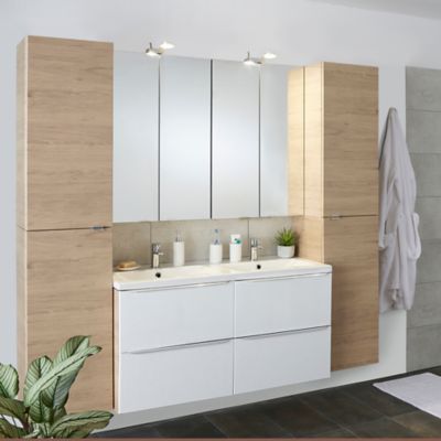 Meuble sous vasque suspendu l.120 x H.60 x P.45 cm, blanc brillant, GoodHome Imandra