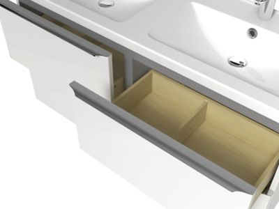 Meuble sous vasque suspendu l.120 x H.60 x P.45 cm, blanc brillant, GoodHome Imandra