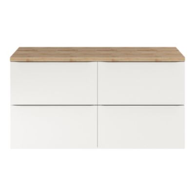 Meuble sous vasque suspendu l.120 x H.60 x P.45 cm, blanc brillant, GoodHome Imandra