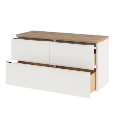 Meuble sous vasque suspendu l.120 x H.60 x P.45 cm, blanc brillant, GoodHome Imandra