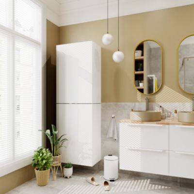 Meuble sous vasque suspendu l.120 x H.60 x P.45 cm, blanc mat, GoodHome Imandra