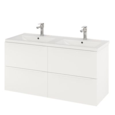 Meuble sous vasque suspendu l.120 x H.60 x P.45 cm, blanc mat, GoodHome Imandra