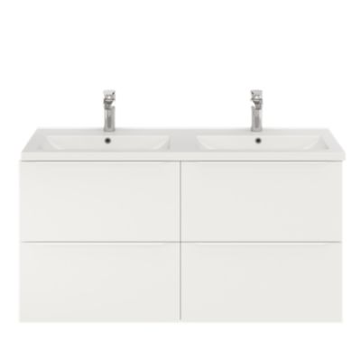 Meuble sous vasque suspendu l.120 x H.60 x P.45 cm, blanc mat, GoodHome Imandra