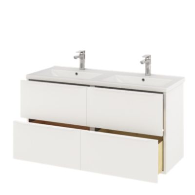 Meuble sous vasque suspendu l.120 x H.60 x P.45 cm, blanc mat, GoodHome Imandra