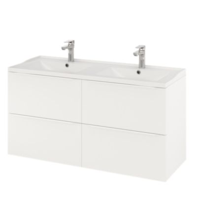 Meuble sous vasque suspendu l.120 x H.60 x P.45 cm, blanc mat, GoodHome Imandra