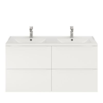 Meuble sous vasque suspendu l.120 x H.60 x P.45 cm, blanc mat, GoodHome Imandra