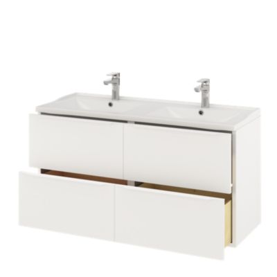 Meuble sous vasque suspendu l.120 x H.60 x P.45 cm, blanc mat, GoodHome Imandra