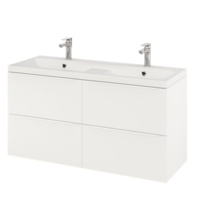 Meuble sous vasque suspendu l.120 x H.60 x P.45 cm, blanc mat, GoodHome Imandra