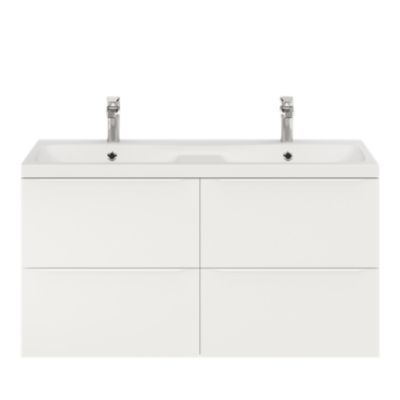 Meuble sous vasque suspendu l.120 x H.60 x P.45 cm, blanc mat, GoodHome Imandra