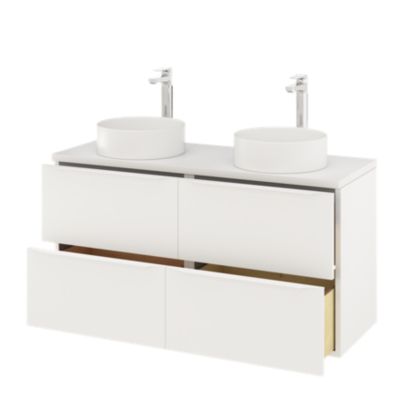 Meuble sous vasque suspendu l.120 x H.60 x P.45 cm, blanc mat, GoodHome Imandra