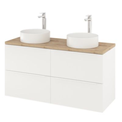 Meuble sous vasque suspendu l.120 x H.60 x P.45 cm, blanc mat, GoodHome Imandra