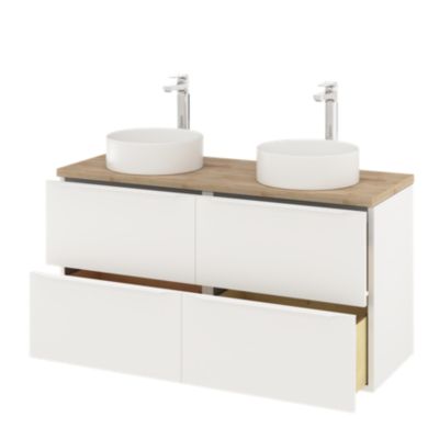 Meuble sous vasque suspendu l.120 x H.60 x P.45 cm, blanc mat, GoodHome Imandra