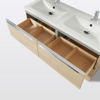 Meuble sous vasque suspendu l.120 x H.60 x P.45 cm, effet chêne, GoodHome Imandra