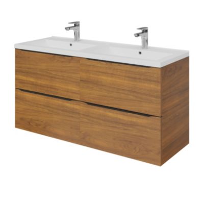 Meuble sous vasque suspendu l.120 x H.60 x P.45 cm, effet noyer, GoodHome Imandra