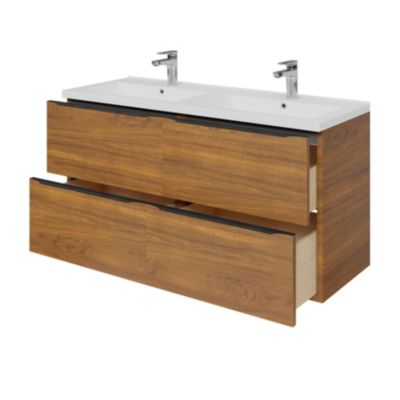 Meuble sous vasque suspendu l.120 x H.60 x P.45 cm, effet noyer, GoodHome Imandra