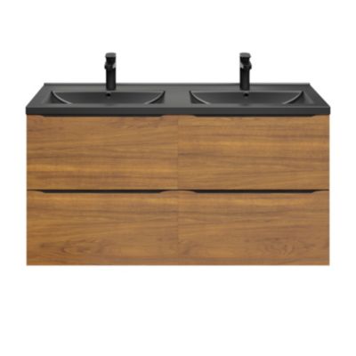 Meuble sous vasque suspendu l.120 x H.60 x P.45 cm, effet noyer, GoodHome Imandra