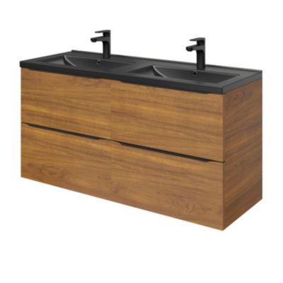 Meuble sous vasque suspendu l.120 x H.60 x P.45 cm, effet noyer, GoodHome Imandra