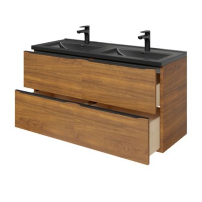 Meuble sous vasque suspendu l.120 x H.60 x P.45 cm, effet noyer, GoodHome Imandra