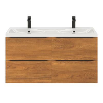 Meuble sous vasque suspendu l.120 x H.60 x P.45 cm, effet noyer, GoodHome Imandra