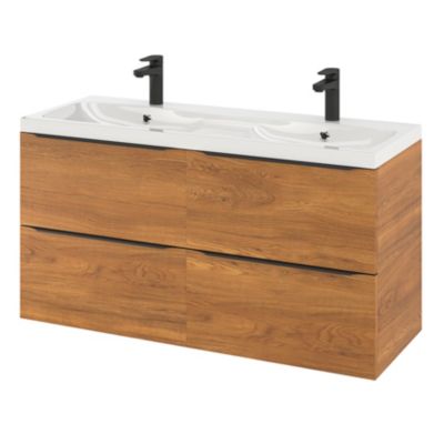 Meuble sous vasque suspendu l.120 x H.60 x P.45 cm, effet noyer, GoodHome Imandra