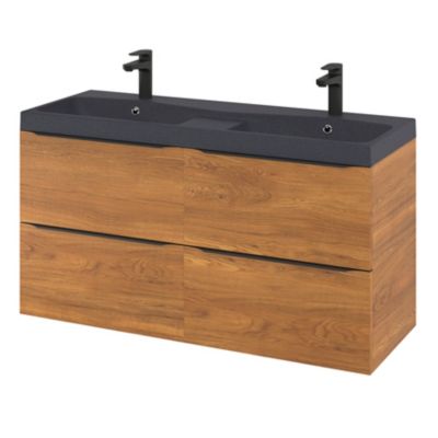 Meuble sous vasque suspendu l.120 x H.60 x P.45 cm, effet noyer, GoodHome Imandra