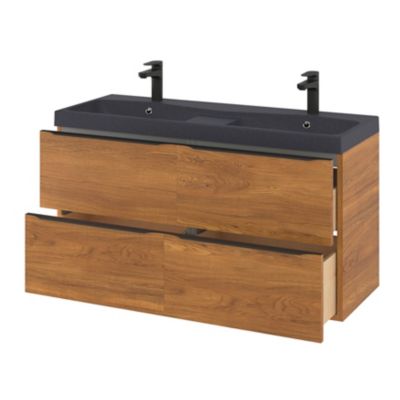Meuble sous vasque suspendu l.120 x H.60 x P.45 cm, effet noyer, GoodHome Imandra
