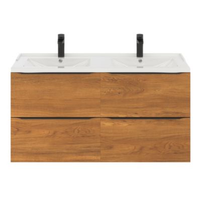Meuble sous vasque suspendu l.120 x H.60 x P.45 cm, effet noyer, GoodHome Imandra