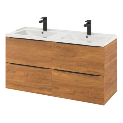 Meuble sous vasque suspendu l.120 x H.60 x P.45 cm, effet noyer, GoodHome Imandra